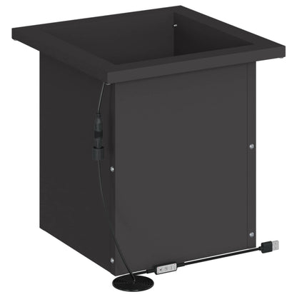 Garden Planter with LED Black 30 x 30 x 30 cm Steel