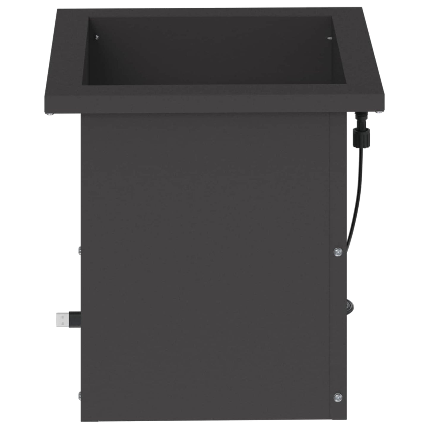 Garden Planter with LED Black 30 x 30 x 30 cm Steel