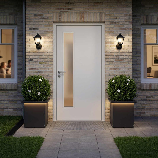 Garden Planter with LED 2 pcs Black 30 x 30 x 30 cm Steel