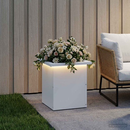 Garden Planter with LED White 30 x 30 x 30 cm Steel