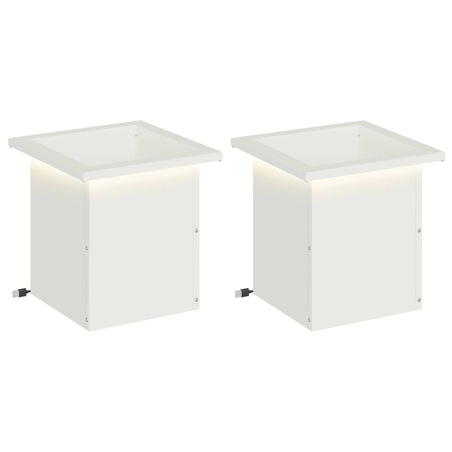 Garden Planter with LED 2 pcs White 30 x 30 x 30 cm Steel