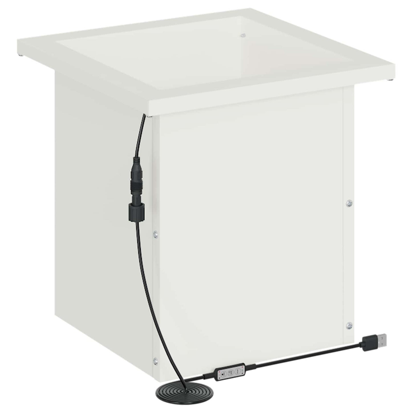 Garden Planter with LED 2 pcs White 30 x 30 x 30 cm Steel
