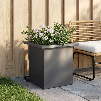 Garden Planter with LED Antracite 30 x 30 x 30 cm Steel