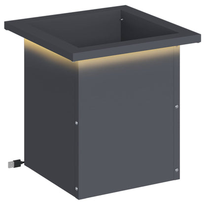 Garden Planter with LED Antracite 30 x 30 x 30 cm Steel