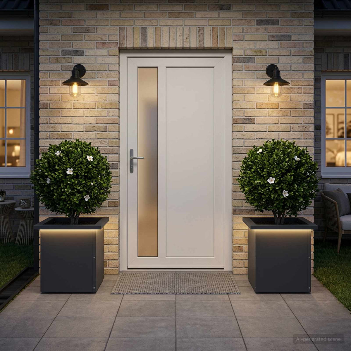 Garden Planter with LED 2 pcs Antracite 30 x 30 x 30 cm Steel