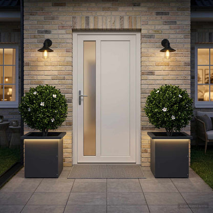 Garden Planter with LED 2 pcs Antracite 30 x 30 x 30 cm Steel
