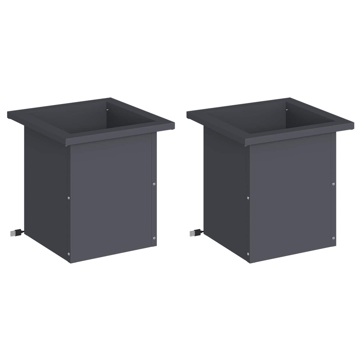 Garden Planter with LED 2 pcs Antracite 30 x 30 x 30 cm Steel