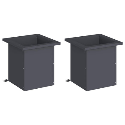 Garden Planter with LED 2 pcs Antracite 30 x 30 x 30 cm Steel