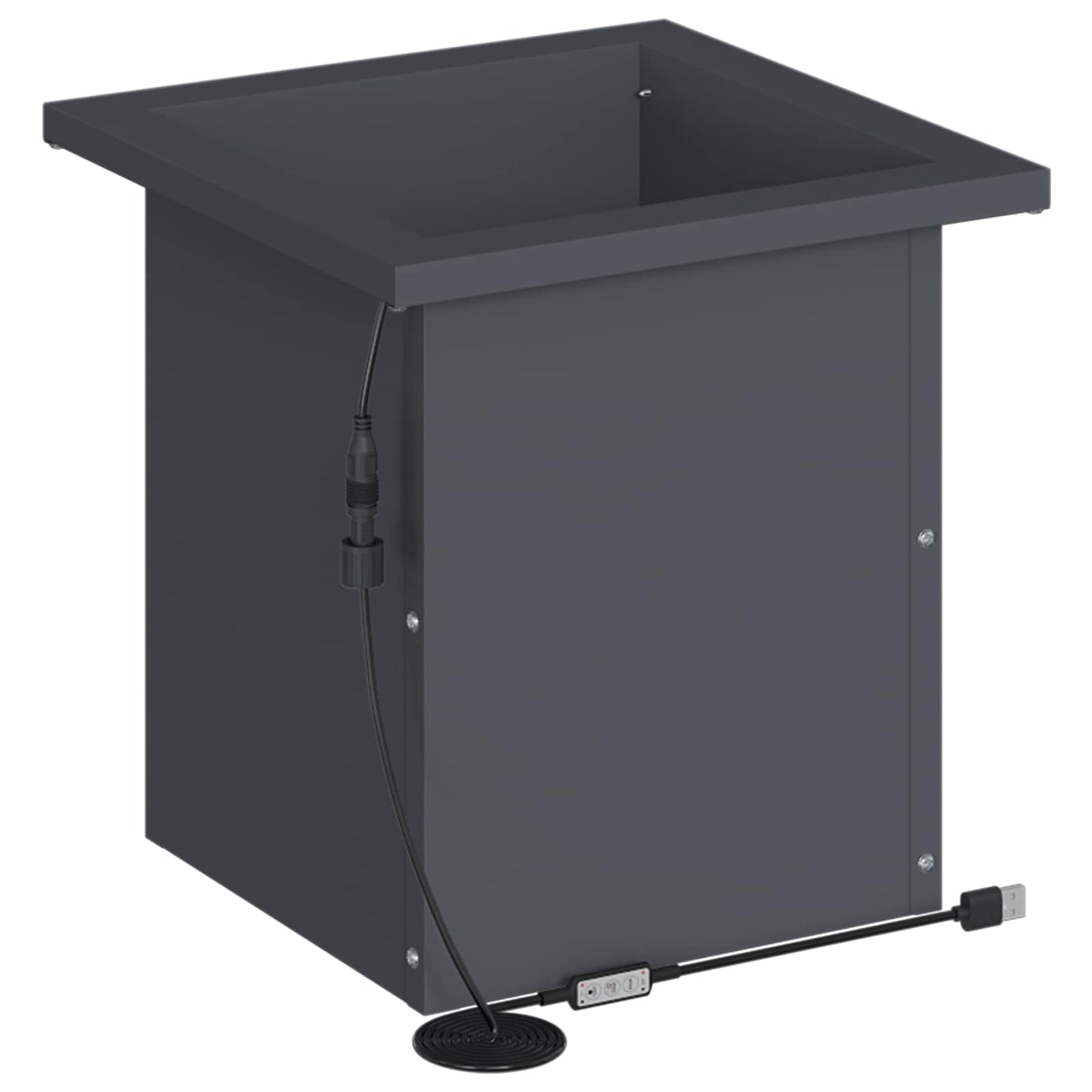 Garden Planter with LED 2 pcs Antracite 30 x 30 x 30 cm Steel