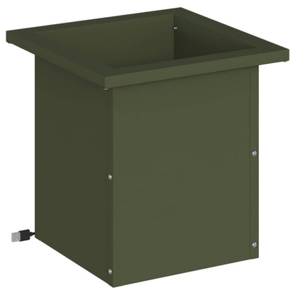 Garden Planter with LED Olive Green 30 x 30 x 30 cm Steel