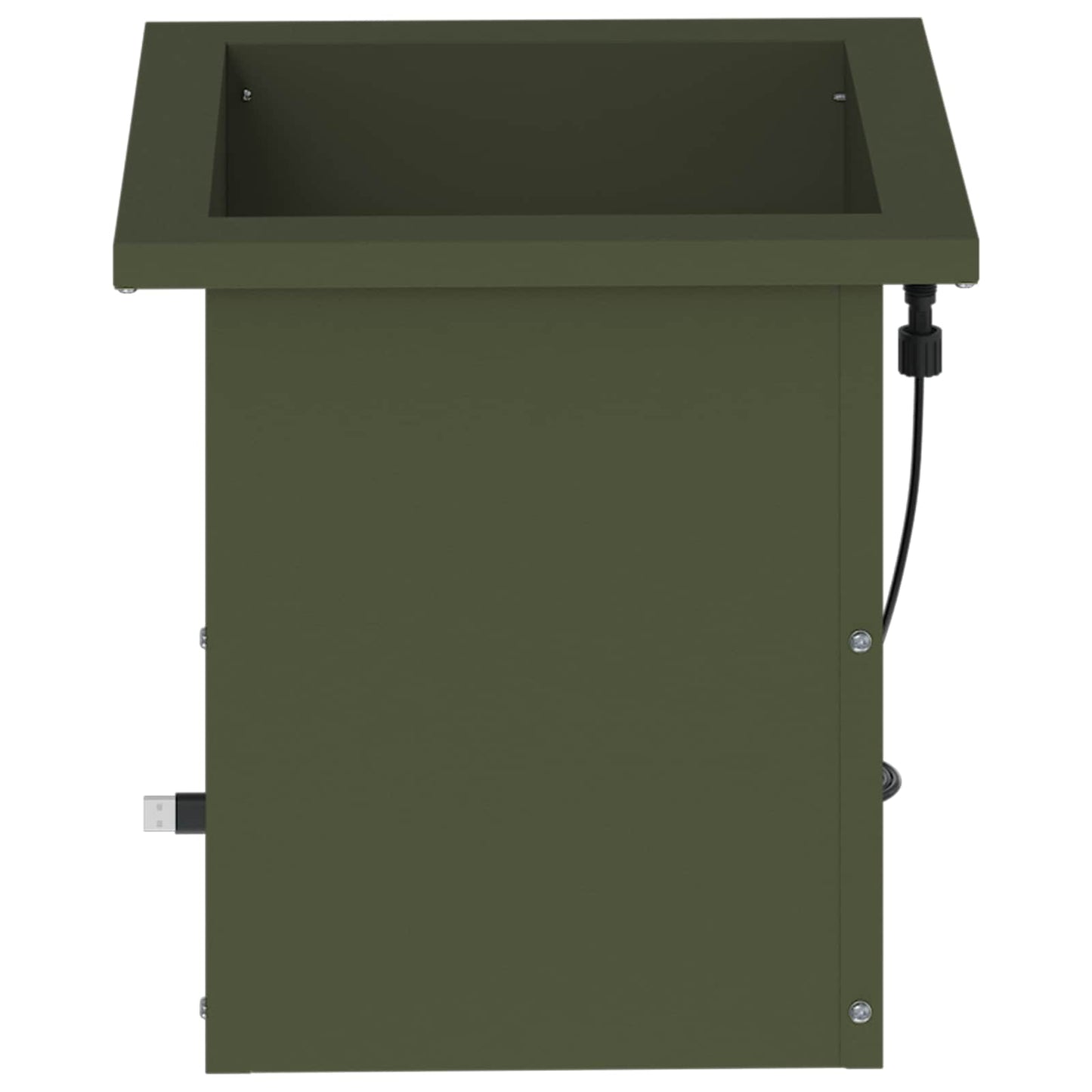 Garden Planter with LED Olive Green 30 x 30 x 30 cm Steel