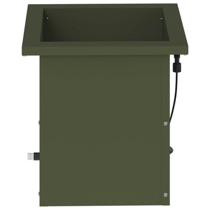 Garden Planter with LED Olive Green 30 x 30 x 30 cm Steel