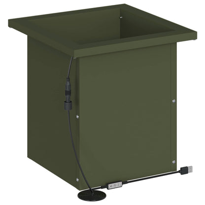 Garden Planter with LED 2 pcs Olive Green 30 x 30 x 30 cm Steel