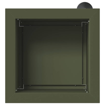 Garden Planter with LED 2 pcs Olive Green 30 x 30 x 30 cm Steel