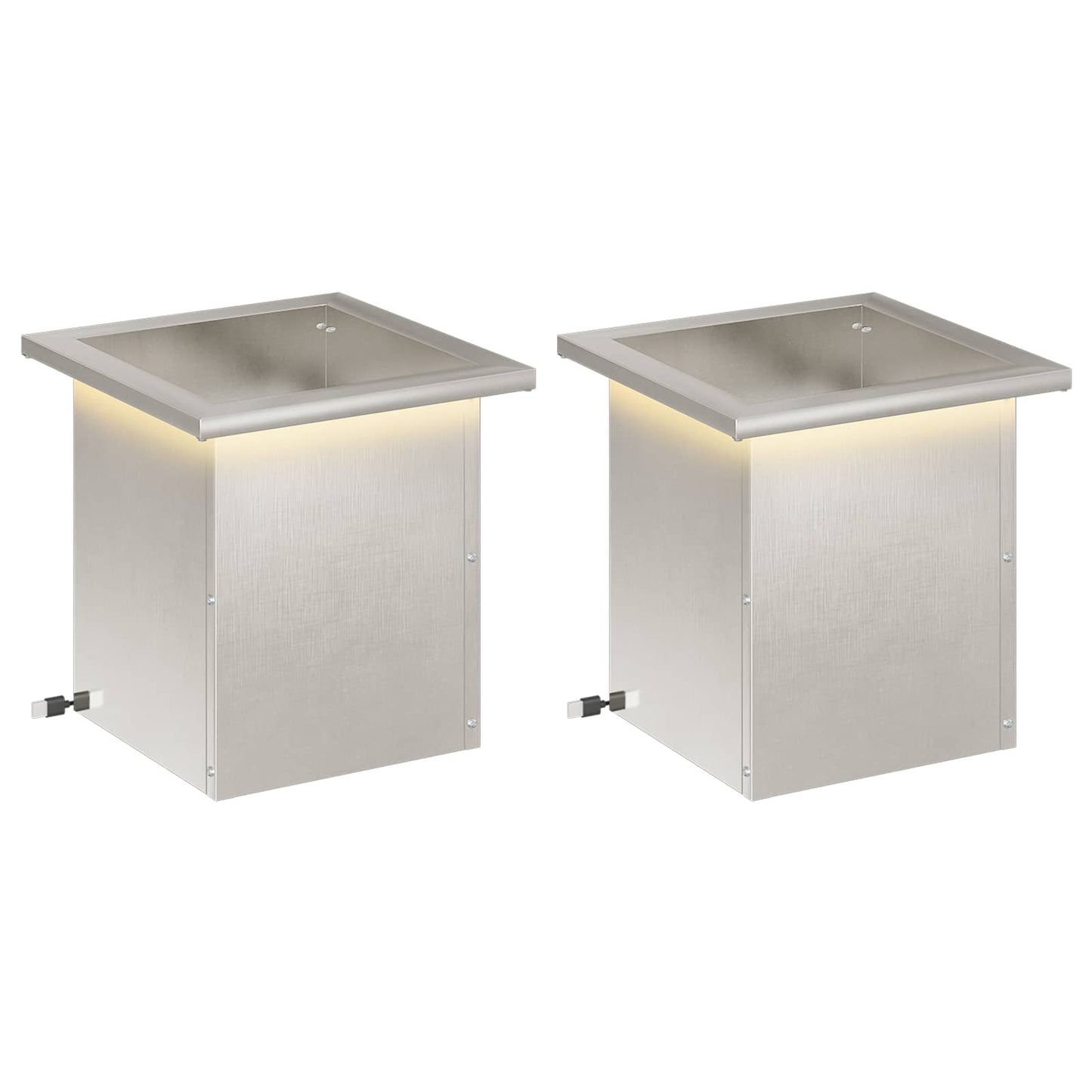 Garden Planter with LED 2 pcs Silver 30 x 30 x 30 cm