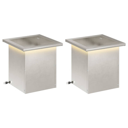 Garden Planter with LED 2 pcs Silver 30 x 30 x 30 cm