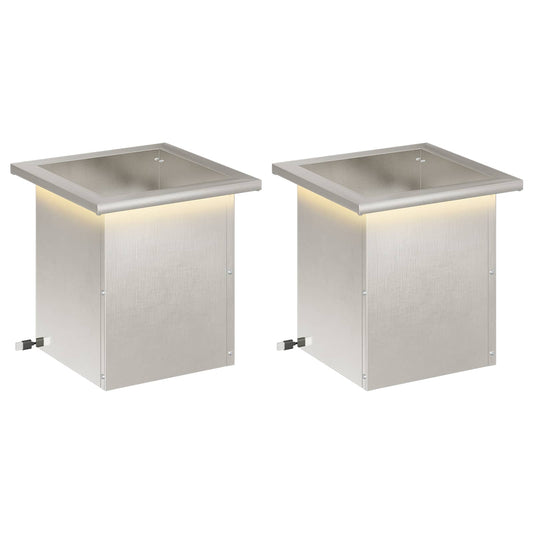 Garden Planter with LED 2 pcs Silver 30 x 30 x 30 cm
