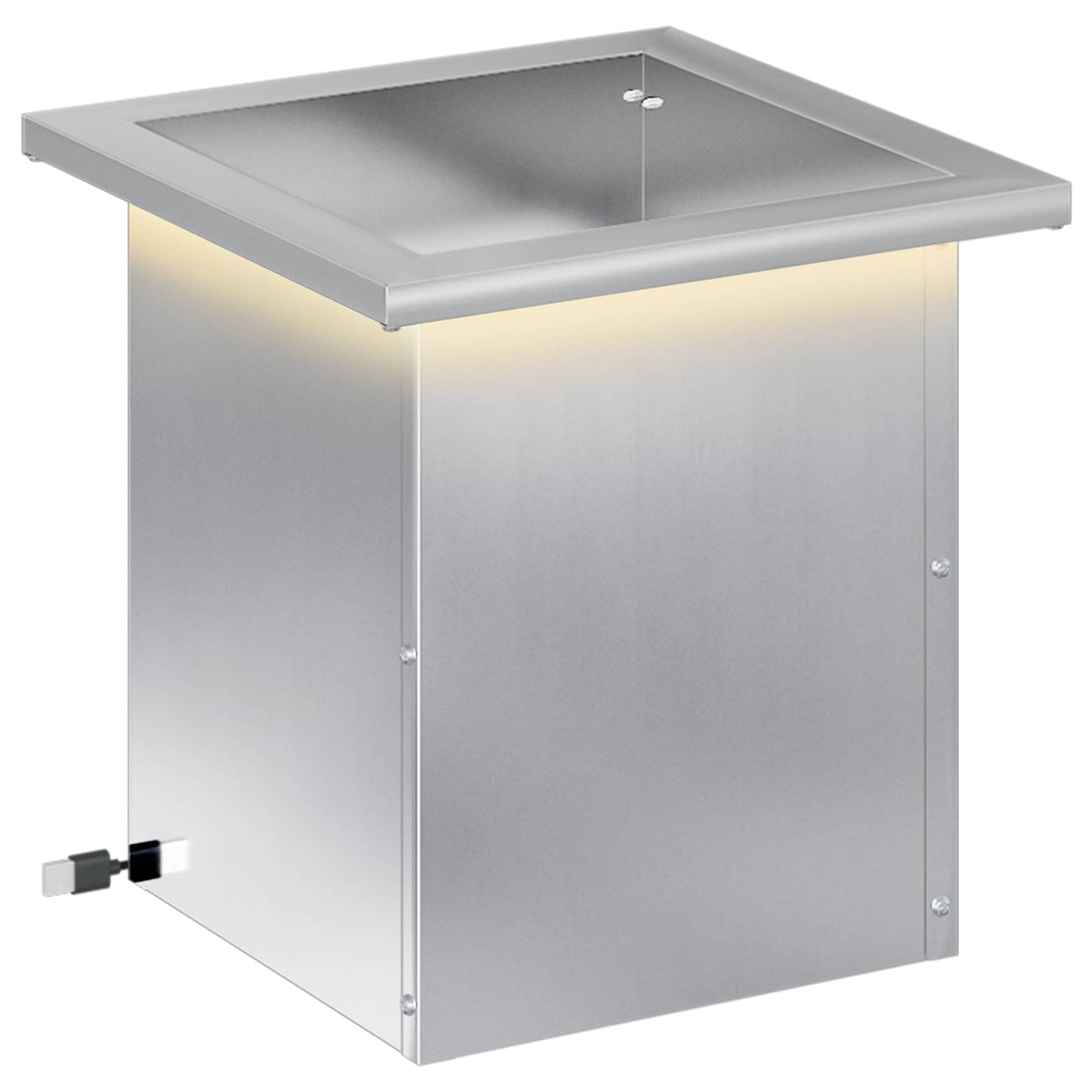 Garden Planter with LED Silver 30 x 30 x 30 cm Galvanised Steel