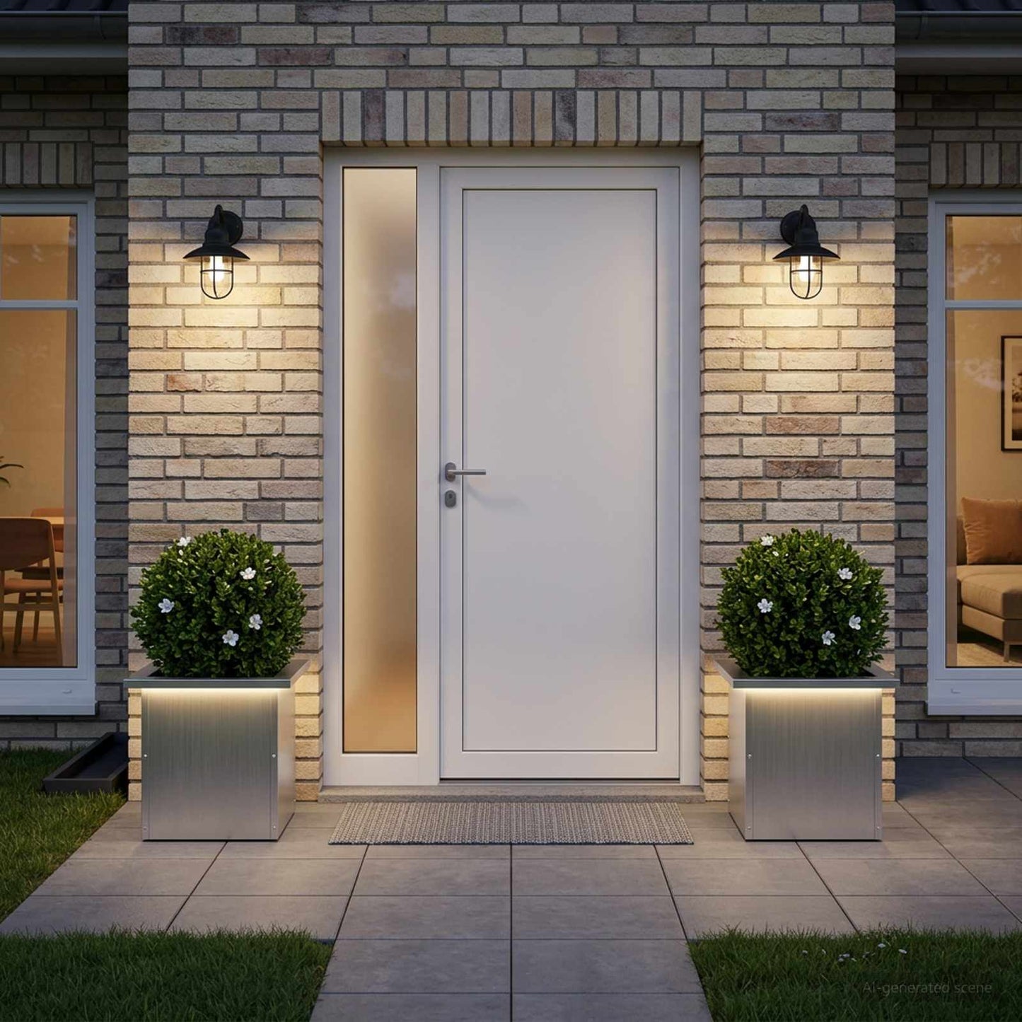 Garden Planter with LED 2 pcs Silver 30 x 30 x 30 cm