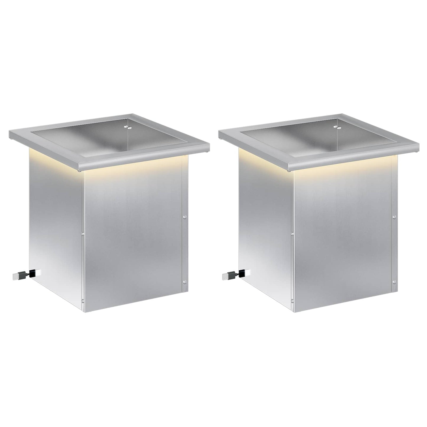 Garden Planter with LED 2 pcs Silver 30 x 30 x 30 cm