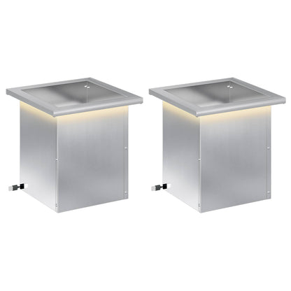 Garden Planter with LED 2 pcs Silver 30 x 30 x 30 cm