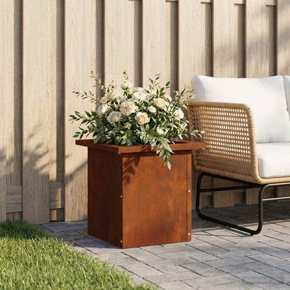 Garden Planter with LED Rusty 30 x 30 x 30 cm Weathering Steel
