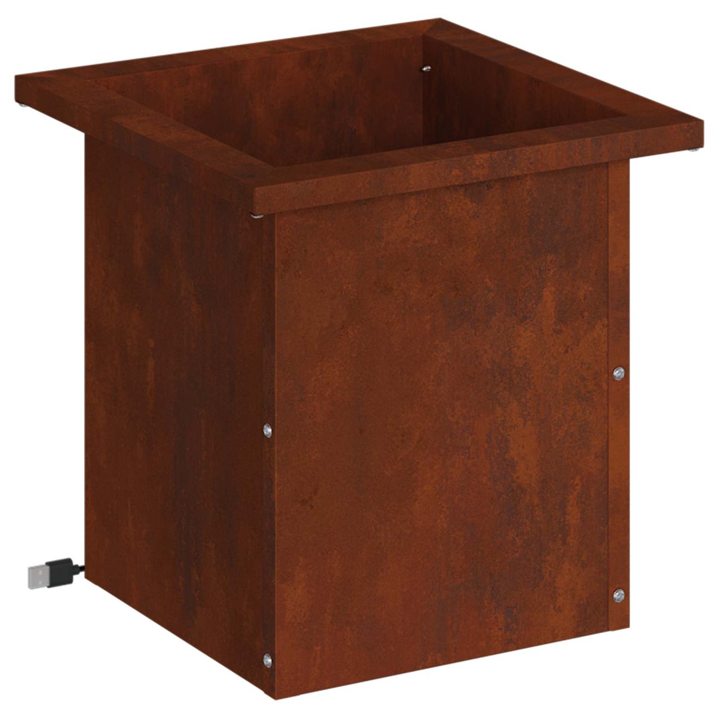 Garden Planter with LED Rusty 30 x 30 x 30 cm Weathering Steel