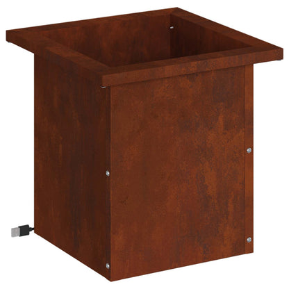 Garden Planter with LED Rusty 30 x 30 x 30 cm Weathering Steel