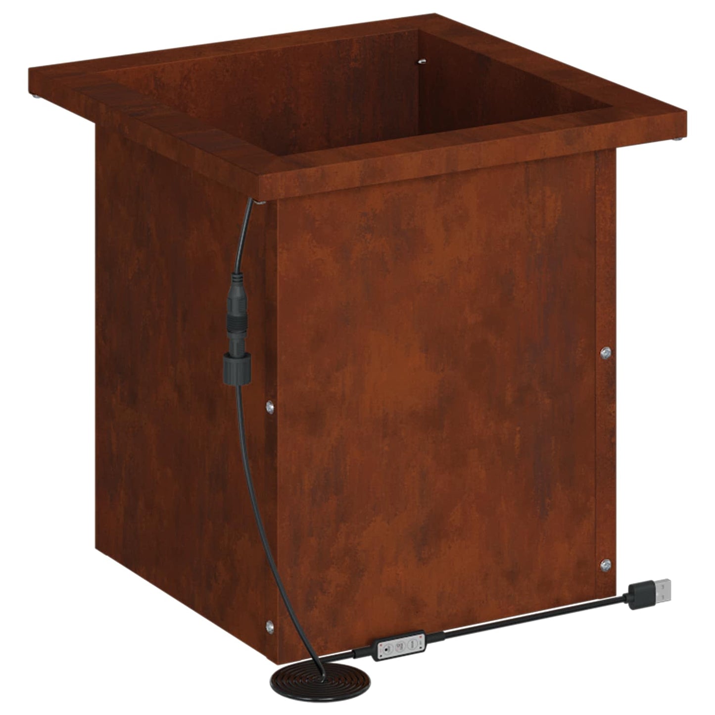 Garden Planter with LED Rusty 30 x 30 x 30 cm Weathering Steel