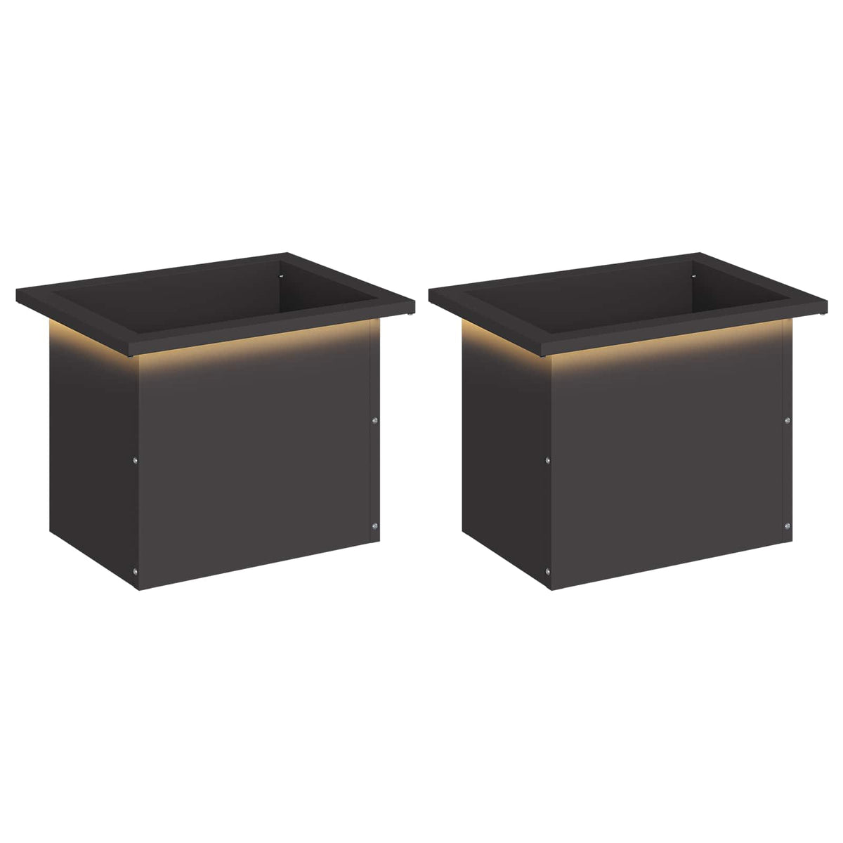 Garden Planter with LED 2 pcs Black 30 x 40 x 30 cm Steel