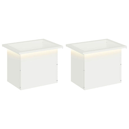 Garden Planter with LED 2 pcs White 30 x 40 x 30 cm Steel