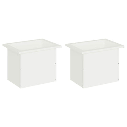 Garden Planter with LED 2 pcs White 30 x 40 x 30 cm Steel
