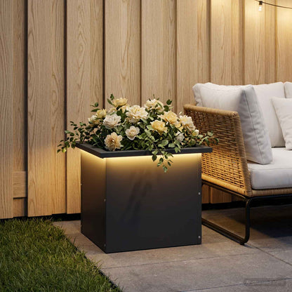 Garden Planter with LED Antracite 30 x 40 x 30 cm Steel