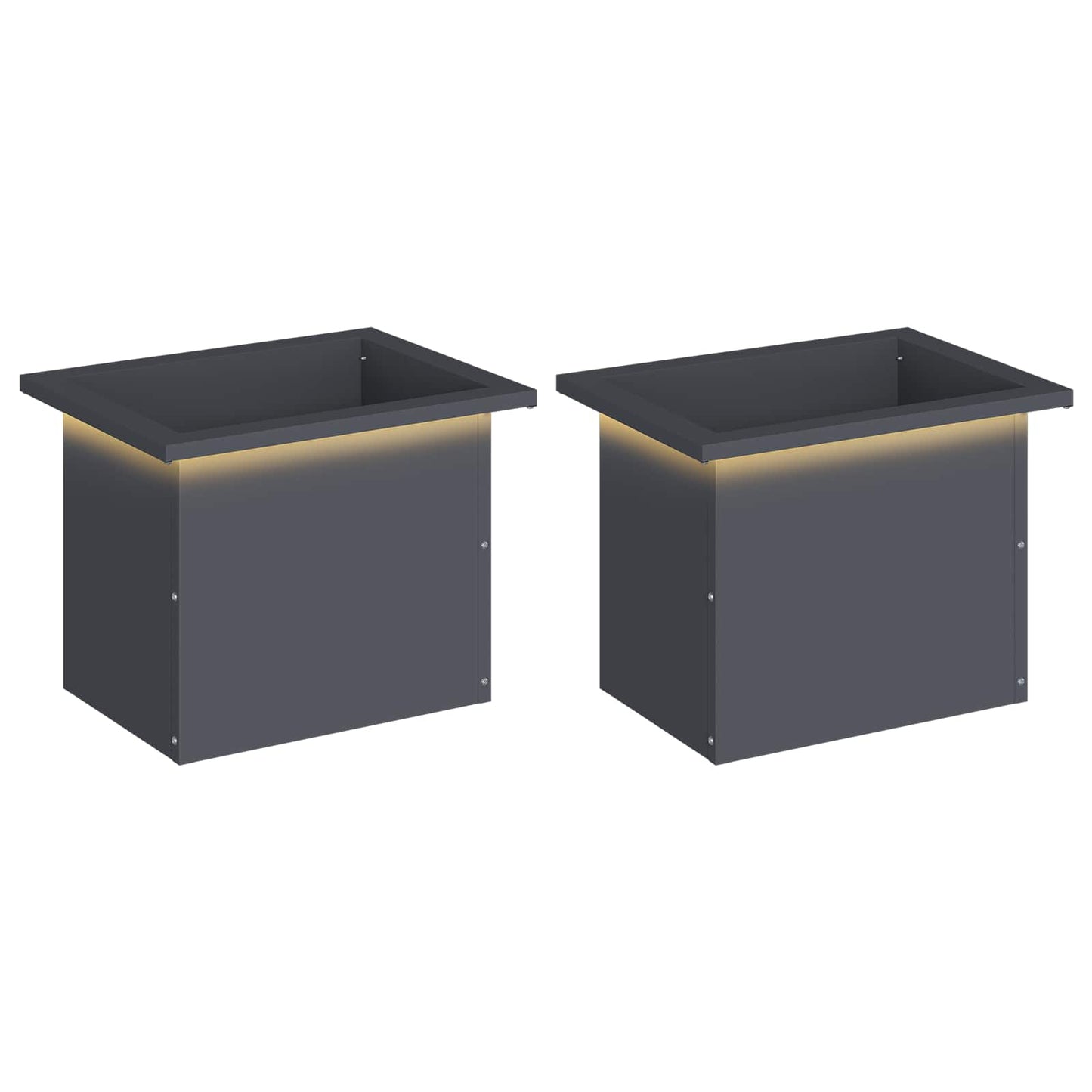 Garden Planter with LED 2 pcs Antracite 30 x 40 x 30 cm Steel