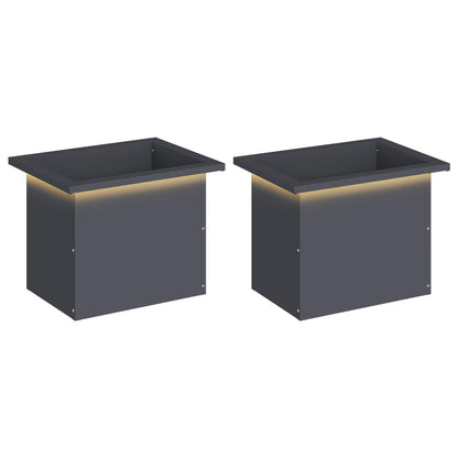 Garden Planter with LED 2 pcs Antracite 30 x 40 x 30 cm Steel