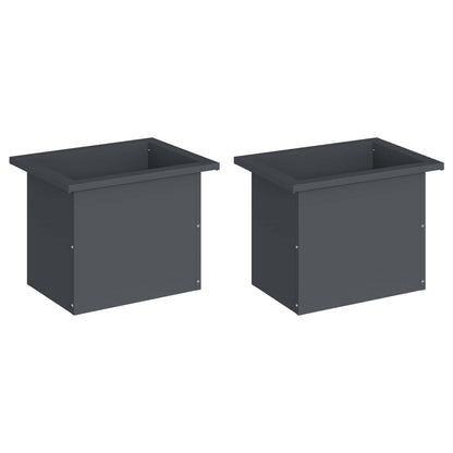 Garden Planter with LED 2 pcs Antracite 30 x 40 x 30 cm Steel