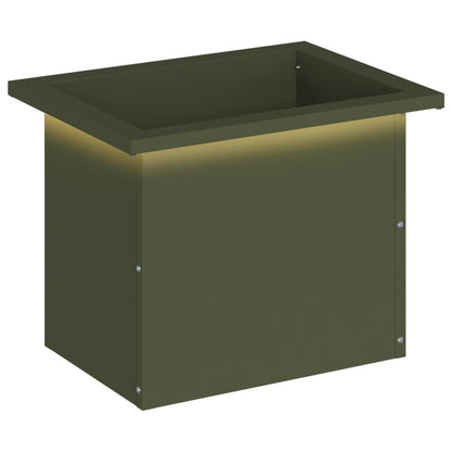 Garden Planter with LED Olive Green 30 x 40 x 30 cm Steel