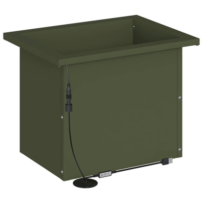 Garden Planter with LED Olive Green 30 x 40 x 30 cm Steel