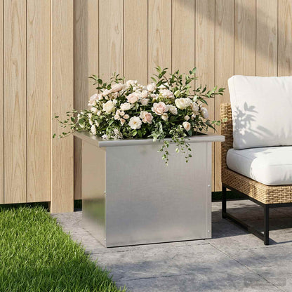 Garden Planter with LED Silver 30 x 40 x 30 cm Stainless Steel