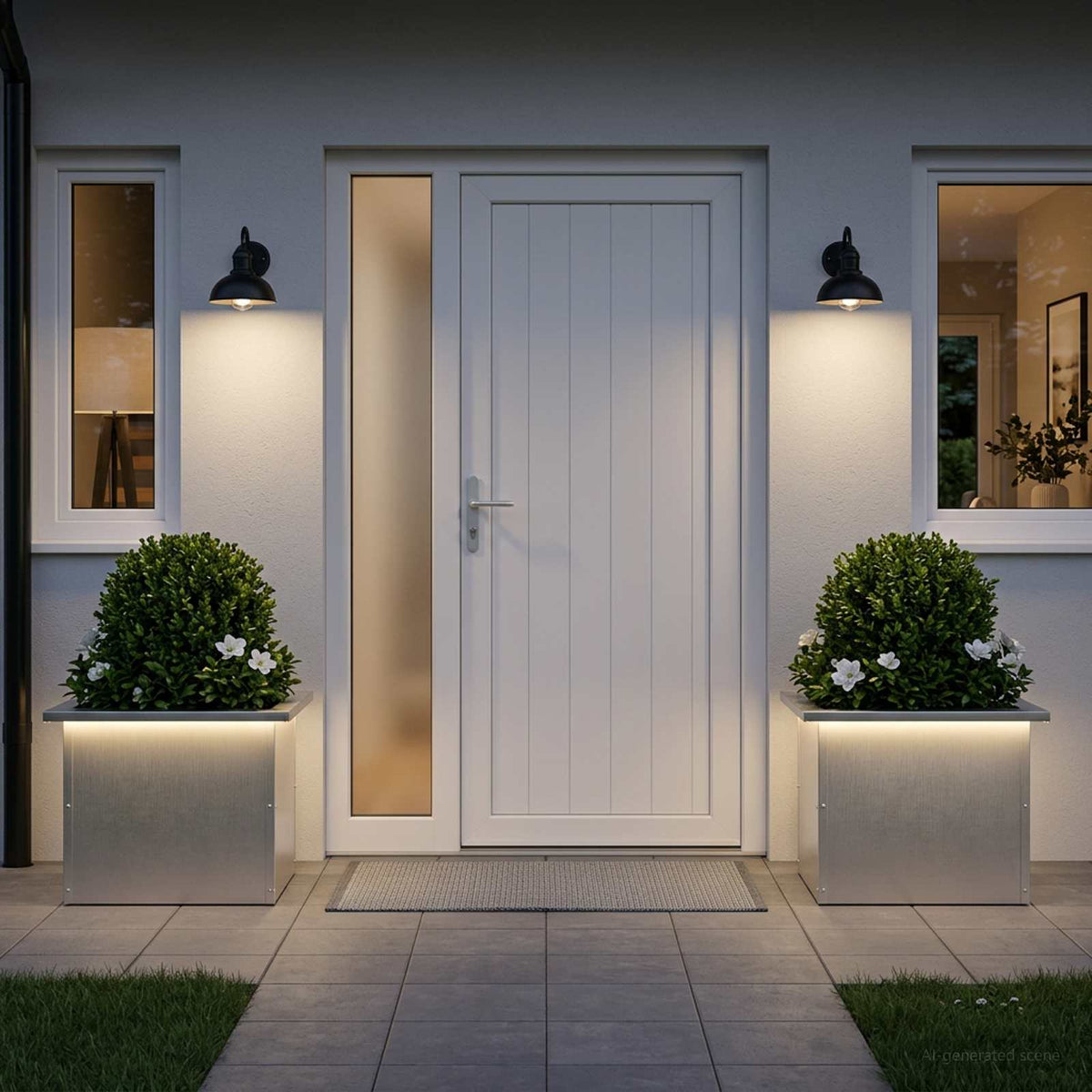Garden Planter with LED 2 pcs Silver 30 x 40 x 30 cm