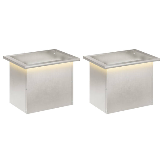 Garden Planter with LED 2 pcs Silver 30 x 40 x 30 cm
