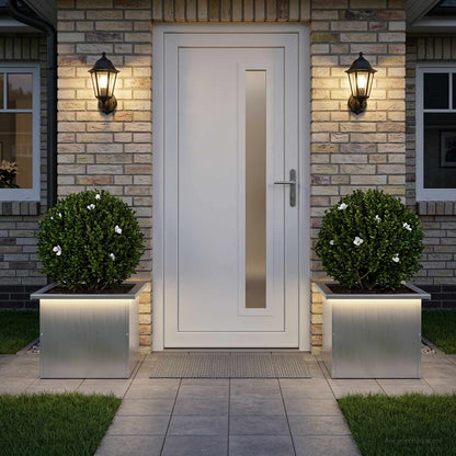 Garden Planter with LED 2 pcs Silver 30 x 40 x 30 cm