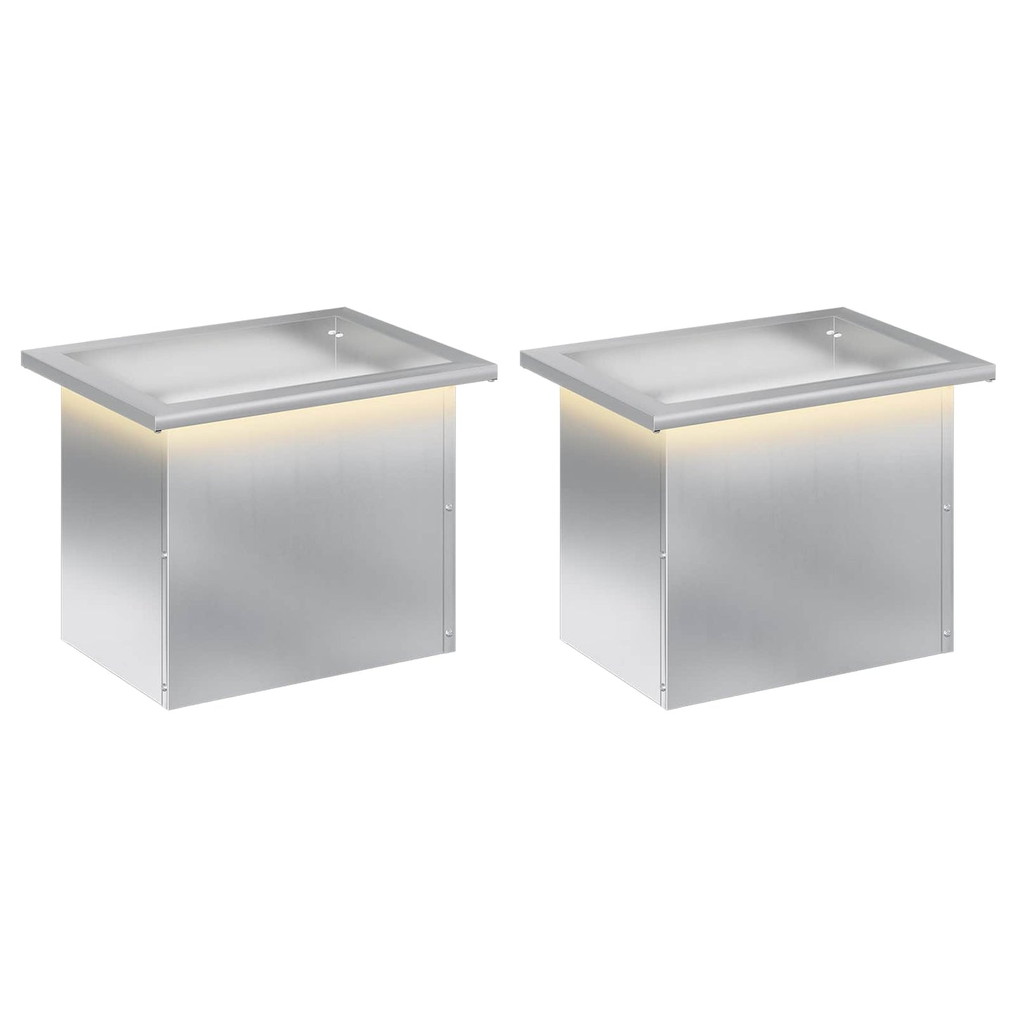 Garden Planter with LED 2 pcs Silver 30 x 40 x 30 cm