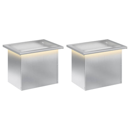 Garden Planter with LED 2 pcs Silver 30 x 40 x 30 cm