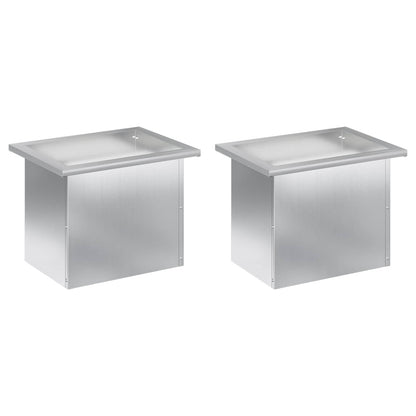 Garden Planter with LED 2 pcs Silver 30 x 40 x 30 cm