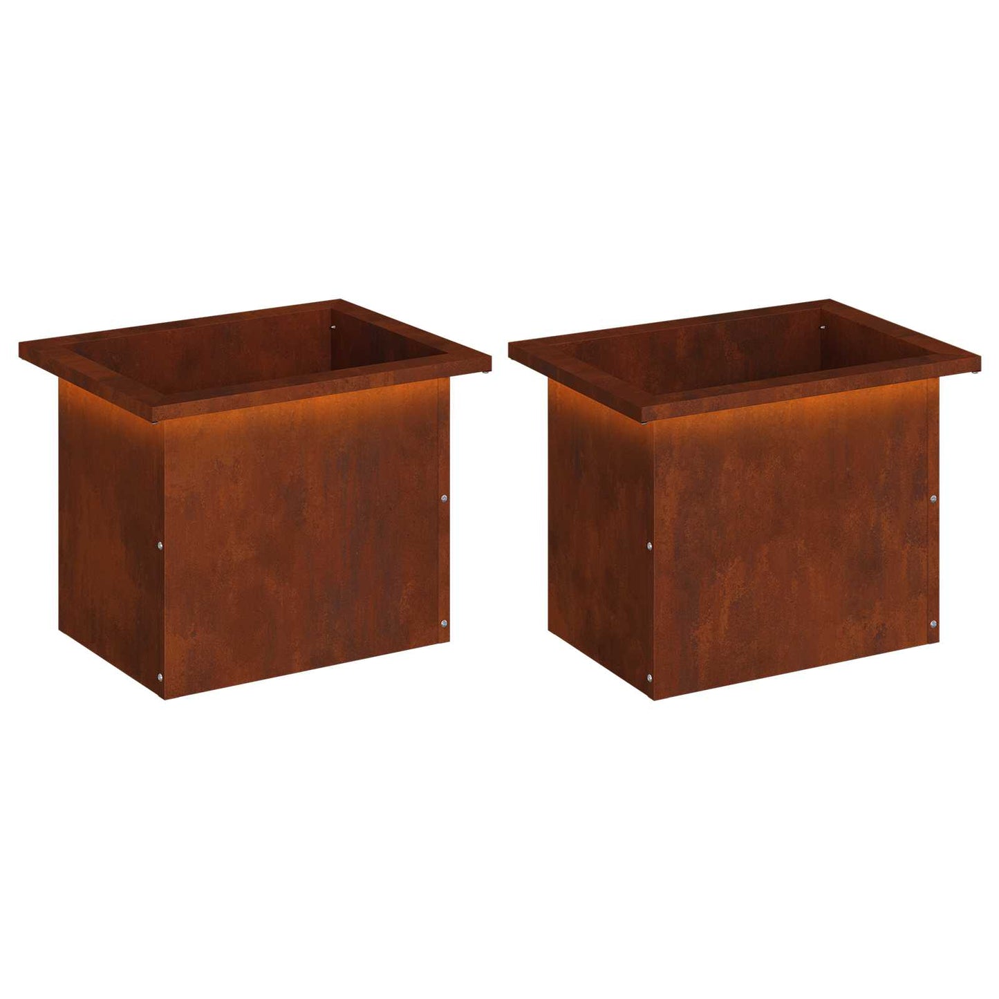Garden Planter with LED 2 pcs Rusty 30 x 40 x 30 cm