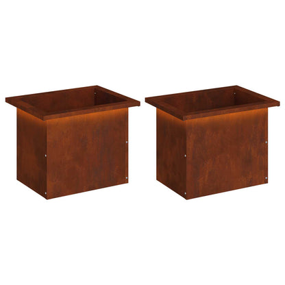 Garden Planter with LED 2 pcs Rusty 30 x 40 x 30 cm