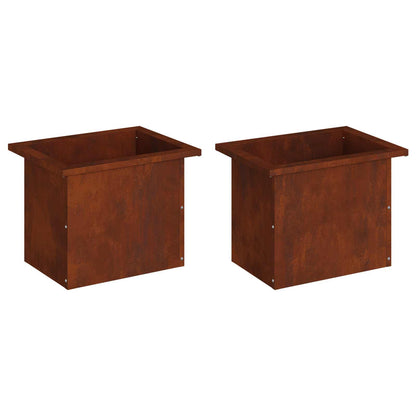 Garden Planter with LED 2 pcs Rusty 30 x 40 x 30 cm