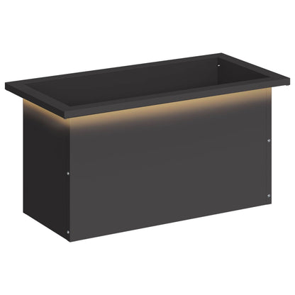 Garden Planter with LED Black 30 x 60 x 30 cm Steel
