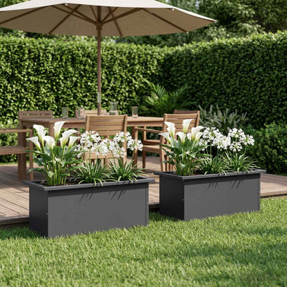 Garden Planter with LED 2 pcs Black 30 x 60 x 30 cm Steel